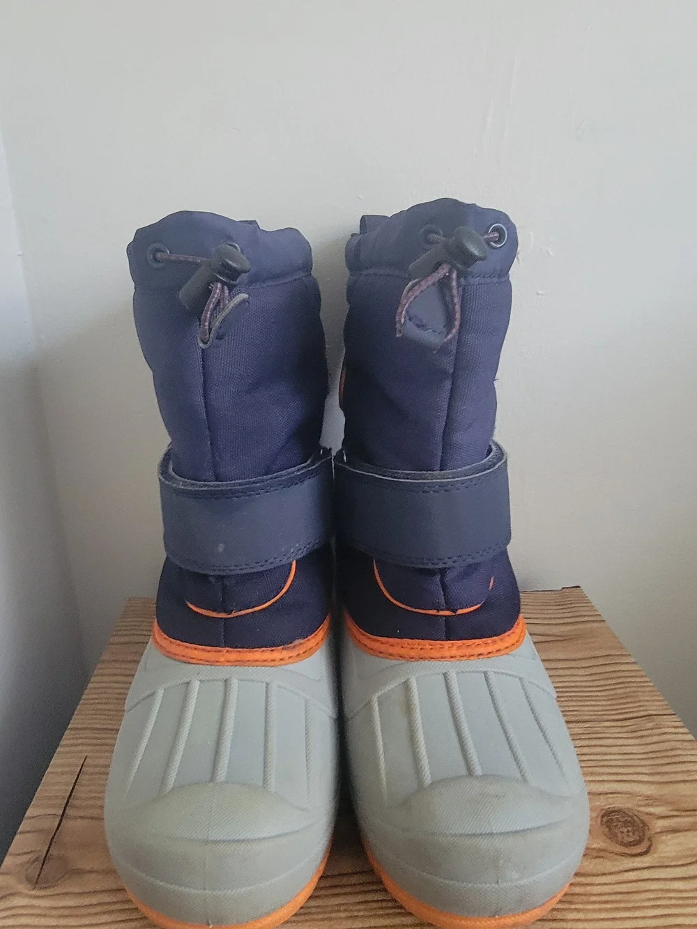 Kids Thermolite EcoMade Winter Snow Boots Navy Blue/Orange Size 3